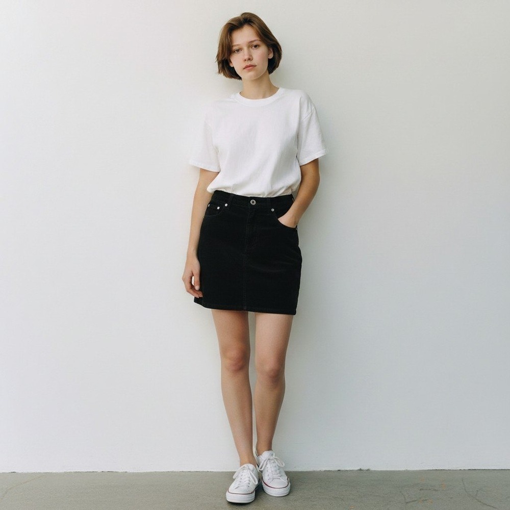 Rag & Bone Black Velvet Mini Skirt SZ 23 XXS High Waist preppy minimalist 90's